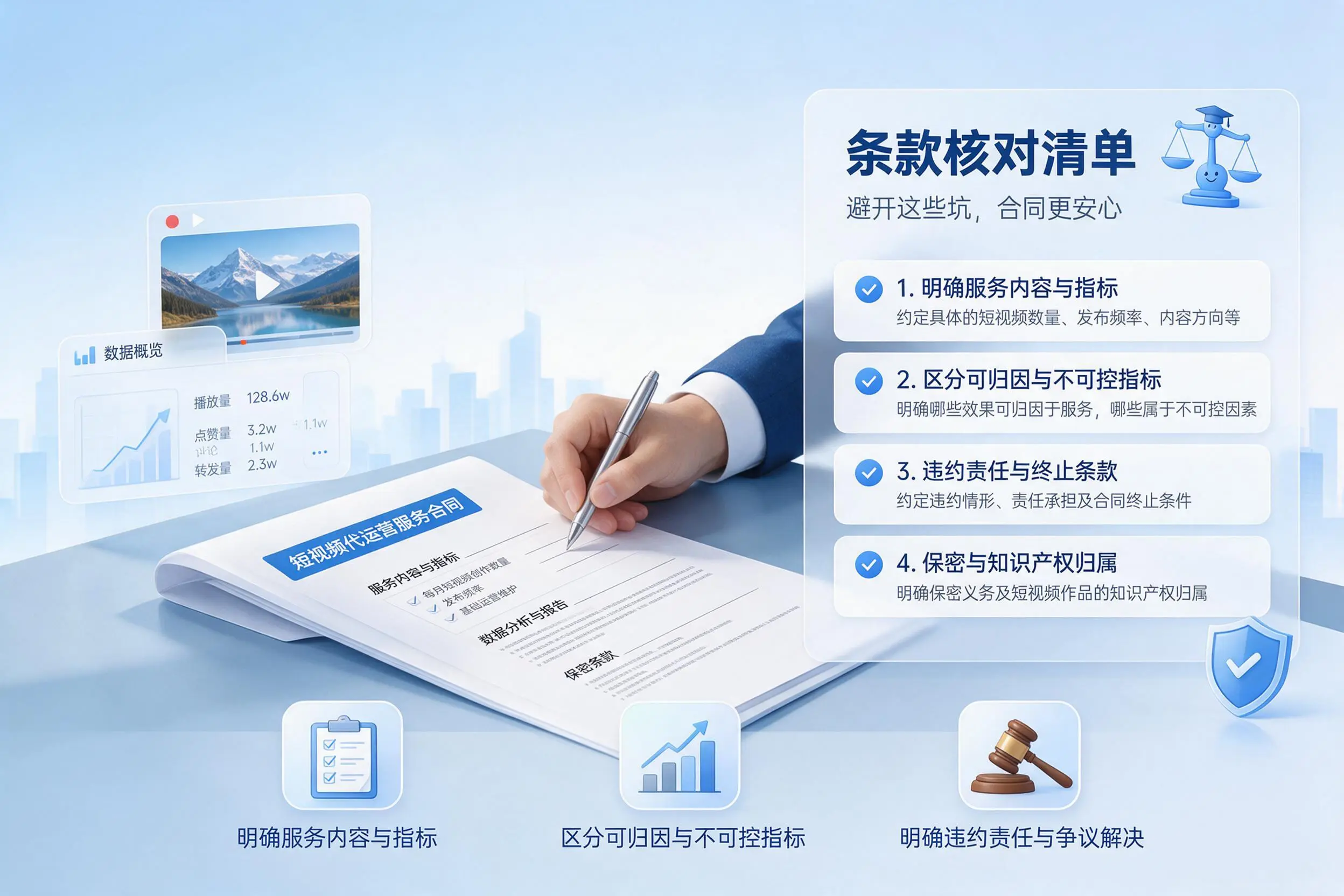 短视频代运营合同怎么签?神农架企业条款核对与避坑要点